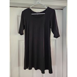 Eileen Fisher Womens XS Black Swing T-Shirt Scoop Neck Short Sleeve Solid EUC